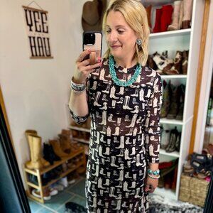 Caroline Boot Patterned Mesh Dress ✙NWT✙